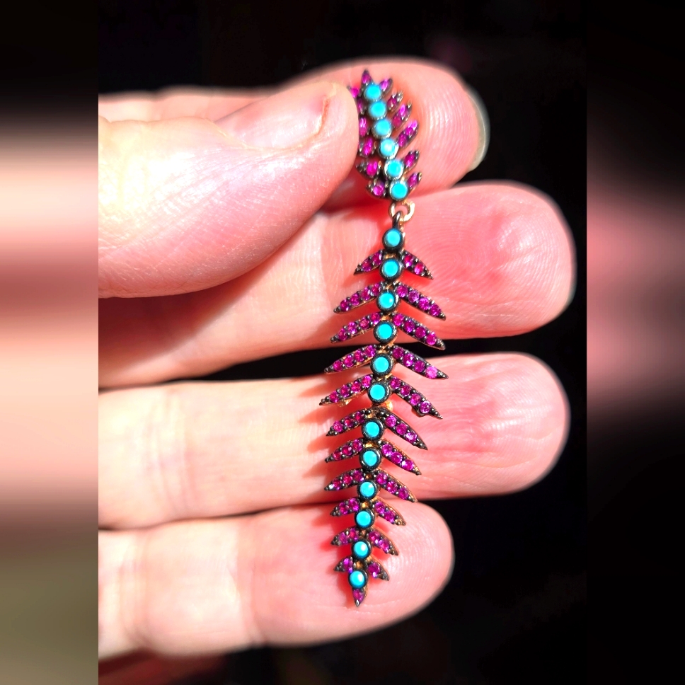 Ruby & Turquoise Sterling & Rosegold Pendant